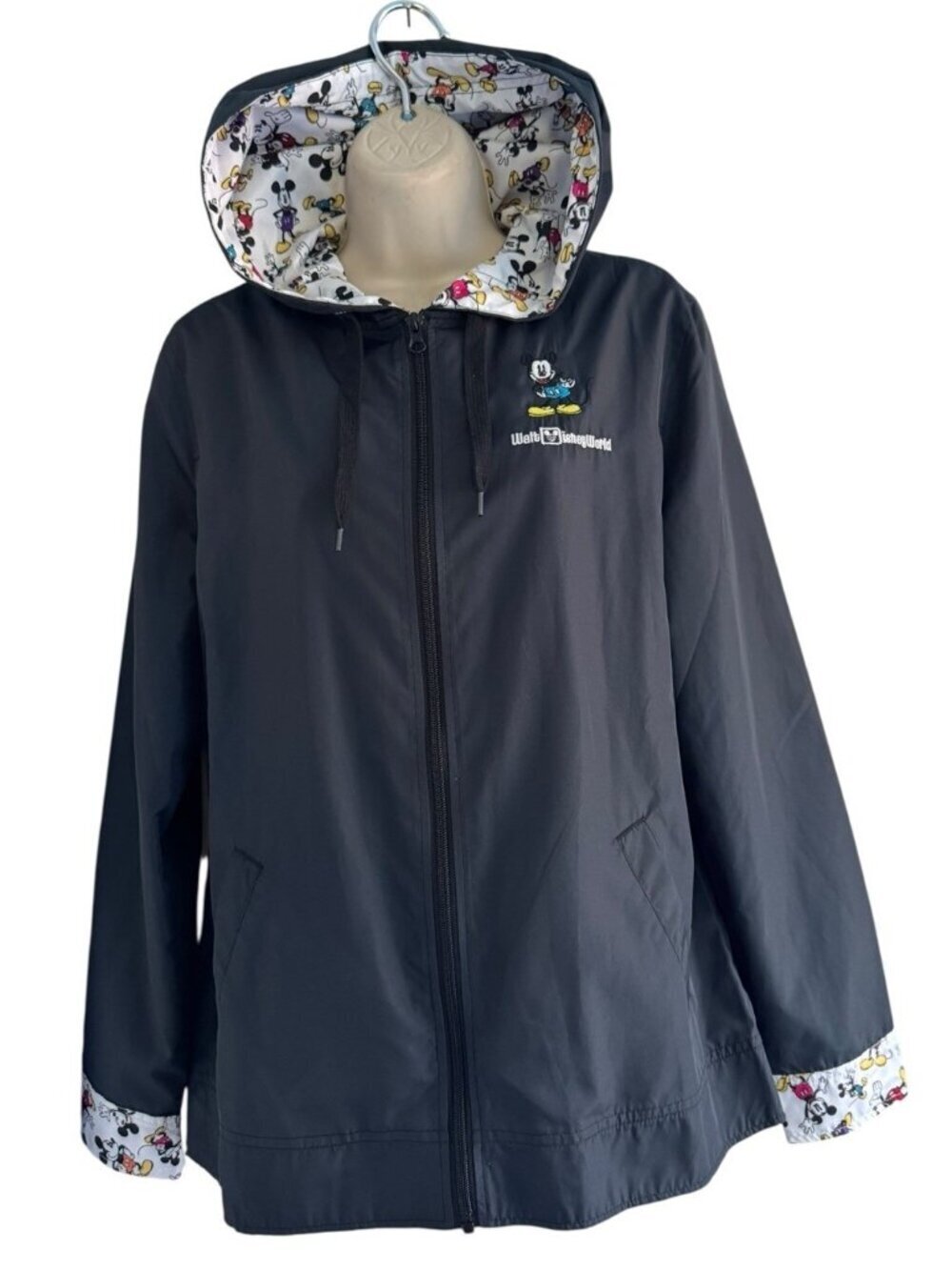 Disney Parks Disney World Woman's Sz S Mickey Mouse Black Windbreaker Jacket